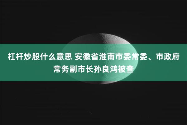 杠杆炒股什么意思 安徽省淮南市委常委、市政府常务副市长孙良鸿被查