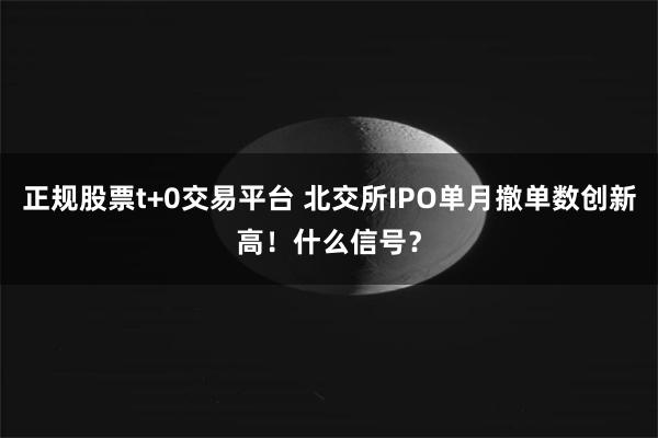 正规股票t+0交易平台 北交所IPO单月撤单数创新高！什么信号？