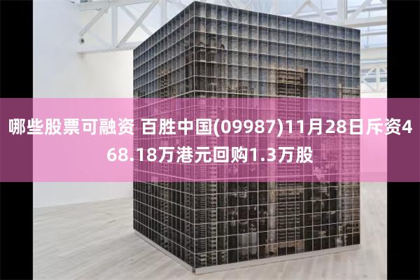 哪些股票可融资 百胜中国(09987)11月28日斥资468.18万港元回购1.3万股